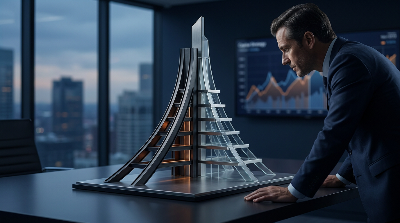 Capital structure analysis with debt, equity and financing strategy concept